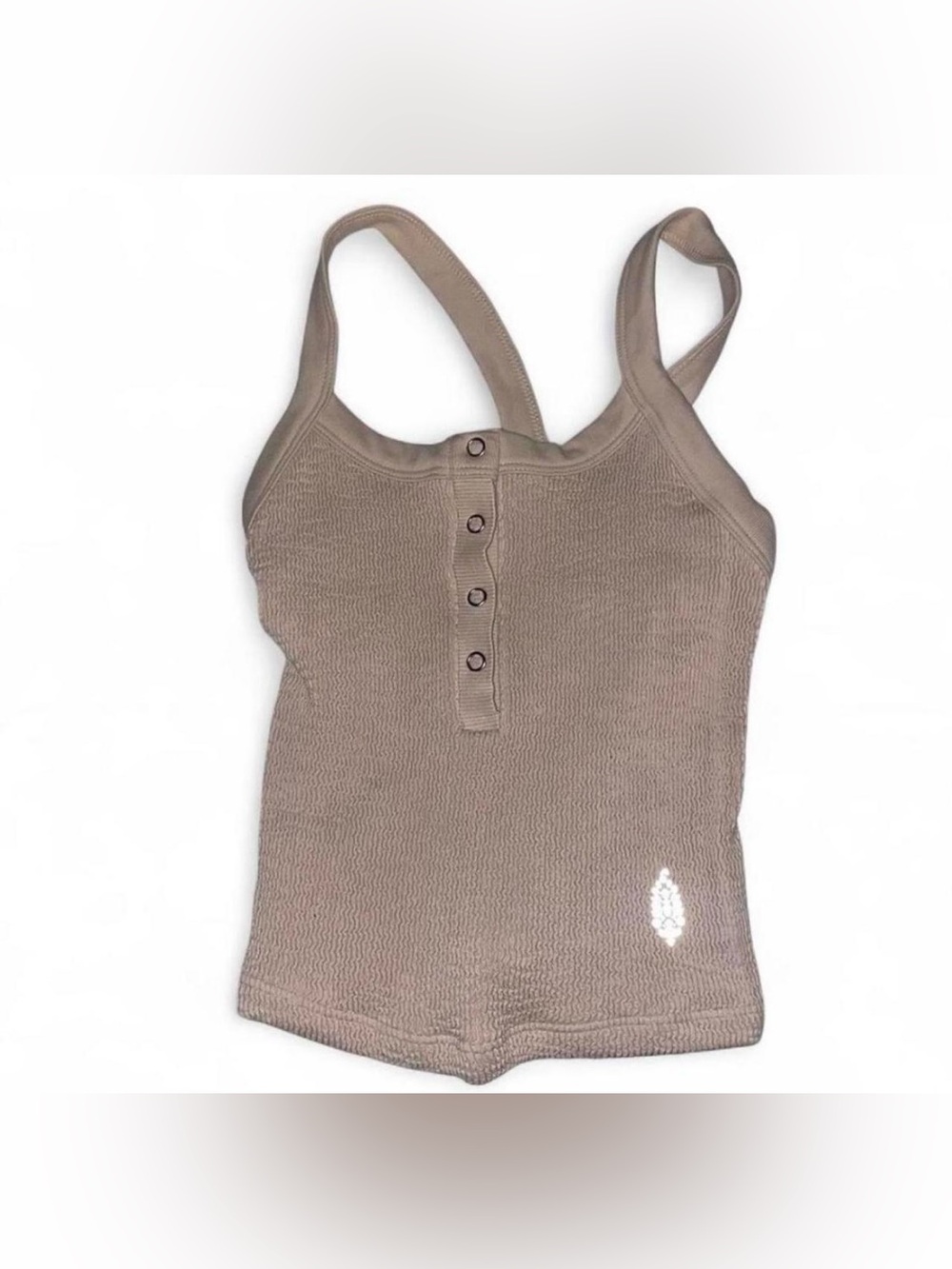 FP movement by free people tan brown cropped henley tank top New